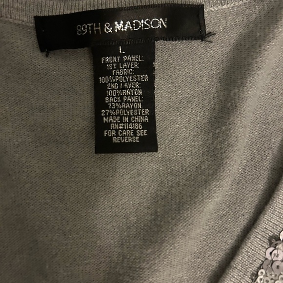 89th & Madison silver sequined women’s sz L tank, party top - Picture 3 of 4